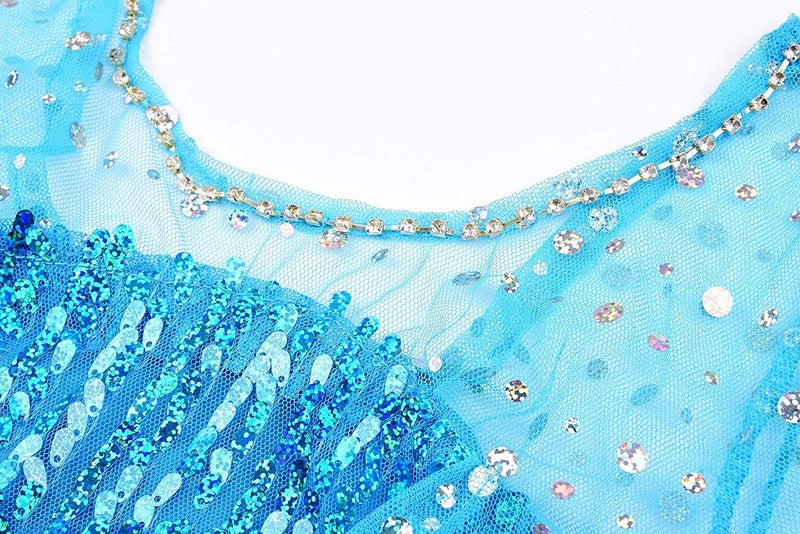 JerrisApparel Girls Princess Costume Birthday Party Christmas Fancy Dress up (7, Blue with Accessories) - Image 4